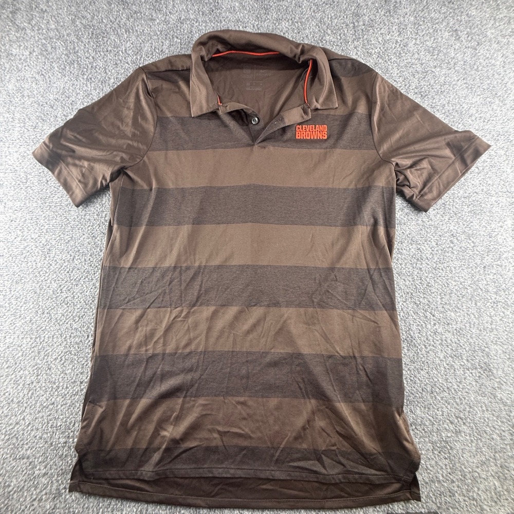Nike NFL Cleveland Browns Dri-FIT Striped Polo Shirt Mens Medium Brown NFL765